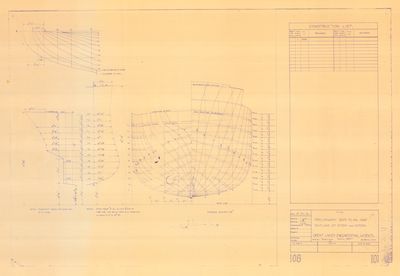 Preliminary Body Plan and Outline of Stem and Stern for DELPHINE (1921)