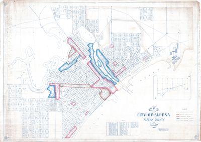 Zoning Map of the City of Alpena with Color-Coordinated Districts 1925