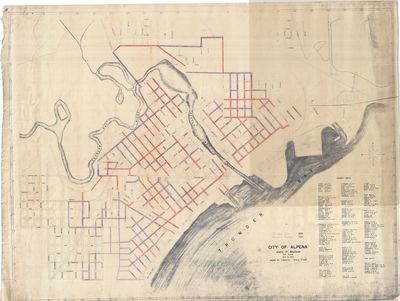 Water Main Addition Map for the City of Alpena, State of Michigan 1944