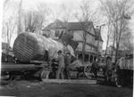 074 Crew of men installing what looks to be large storm sewer structure. Washington Avenue?