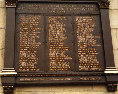 St. Paul's Basilica, WWI Plaque