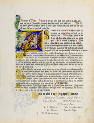 Third Page of Illuminated Address to Bishop Walsh from the Clergy