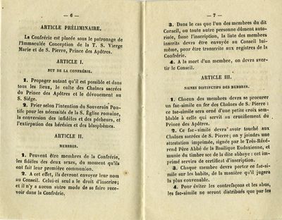 Règlement de la Venerable Confrerie Des Chaines De S. Pierre