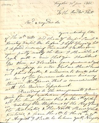 Letter from Bp. MacDonell responding to Rev. Louis-Joseph Fluet of Amherstburg