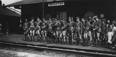 Signal Corps Awaiting Train at GTR Brighton 1939