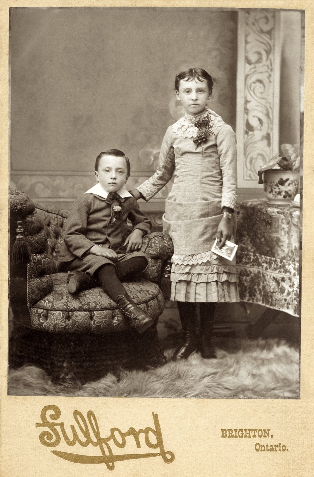 Studio photograph of unidentified siblings, Brighton, ca. 1890