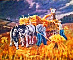 Harvesting, painting by Fred Down