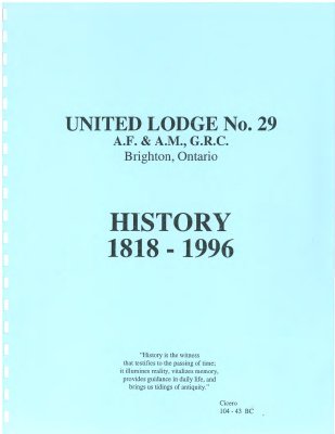 United Lodge No. 29 History 1818 - 1996