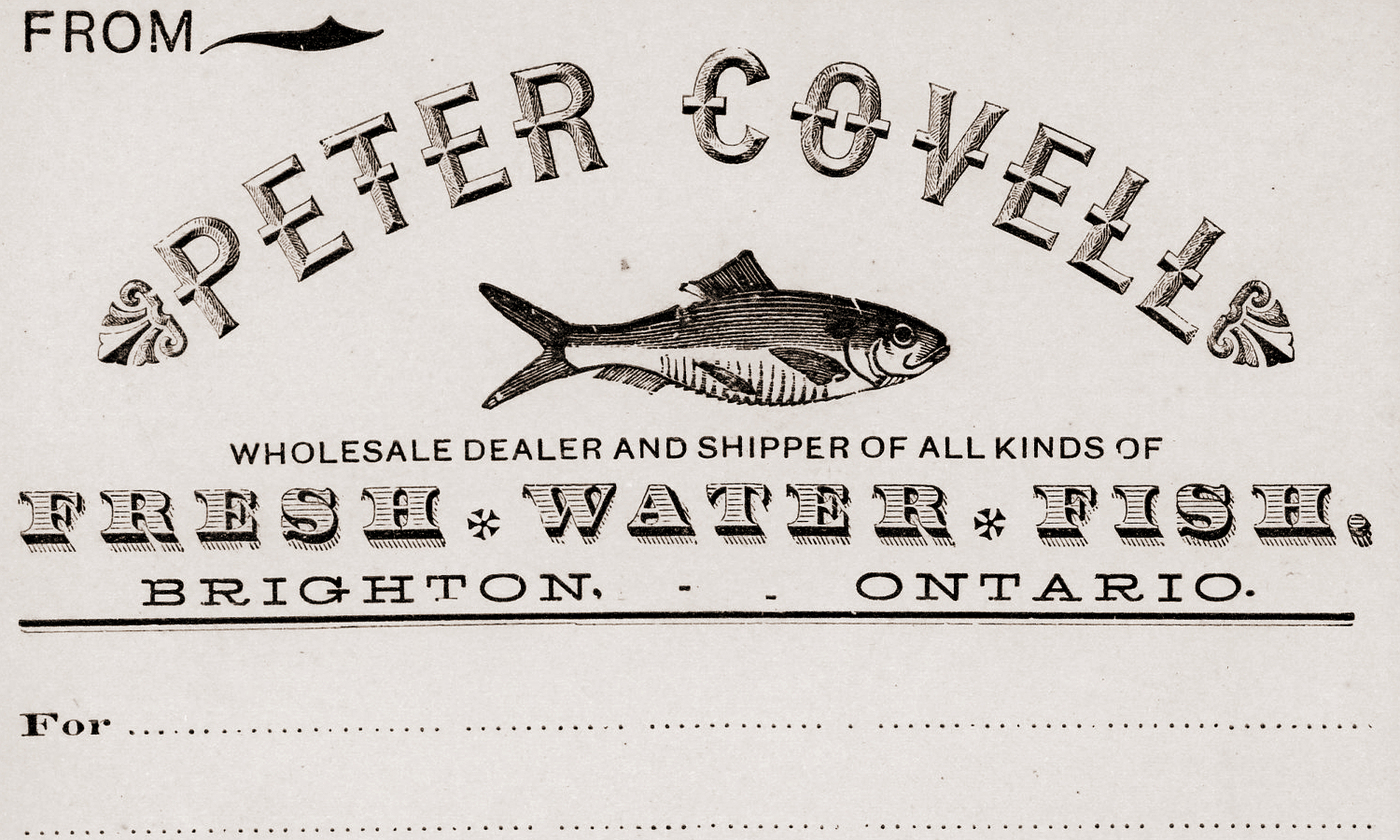 From Peter Covell Fresh Water Fish, Brighton, Ontario, ca. 1930