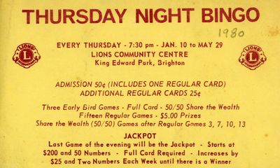 Thursday Night Bingo Notice, Brighton, Ontario, 1980