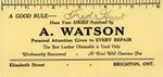A. Watson Business Card, Brighton, Ontario
