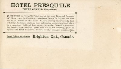 Hotel Presqu'ile envelope, ca. 1910