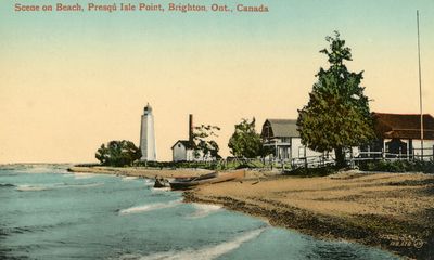 Scene on Beach, Presqu' Isle Point, Brighton, Ont., Canada, 1912