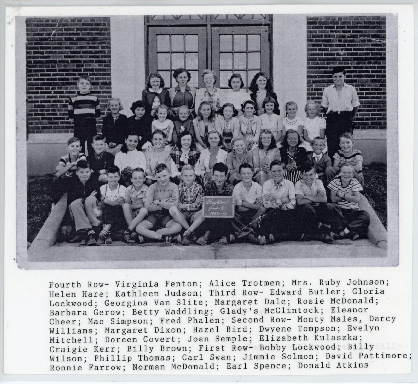 Brighton Public School Grade 6 1950 to 1951