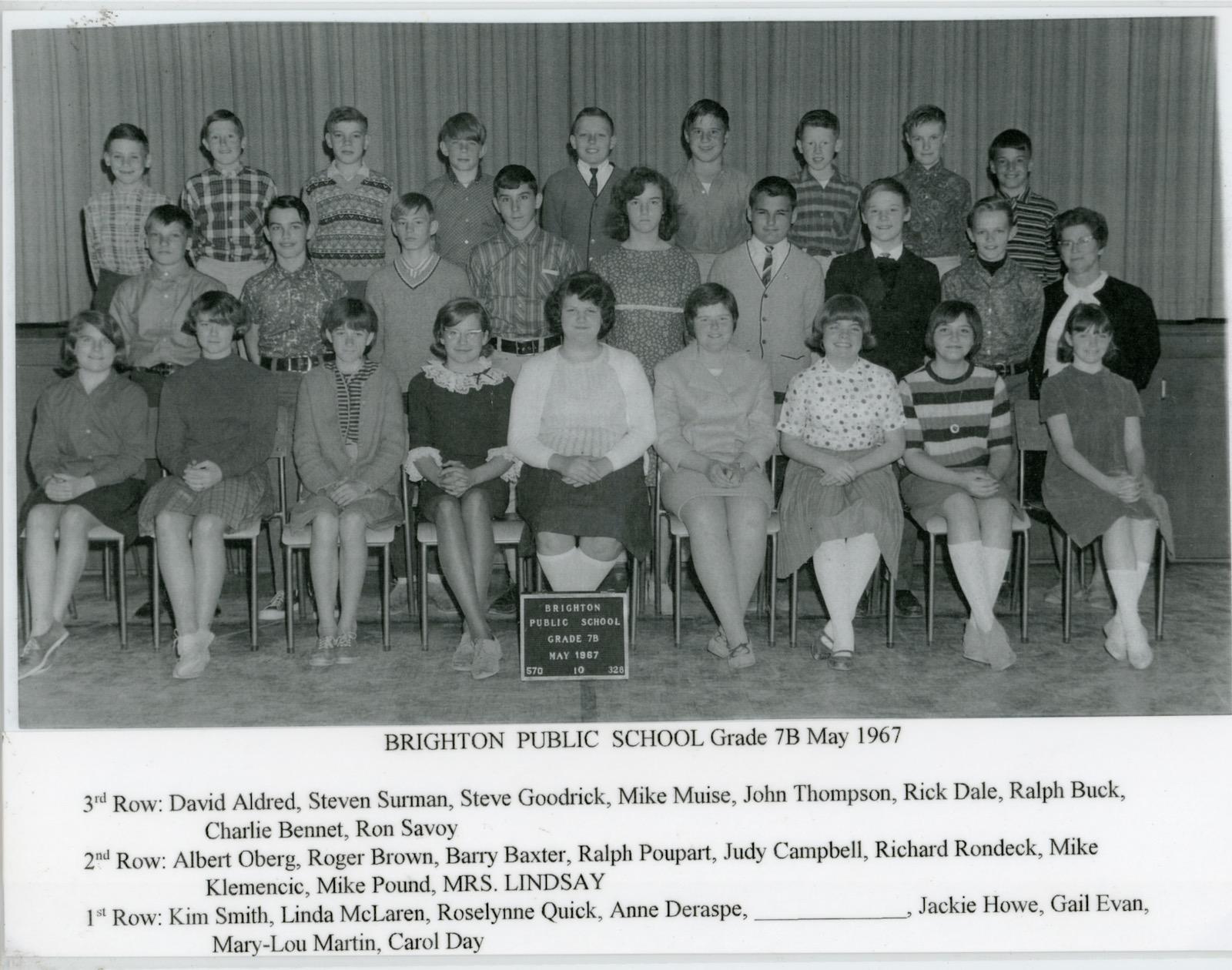 Brighton Public School, Grade 7B, May 1967