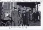 George and Lola Thomson and Dorothy Edru and Frank Lindsey at train station, Brighton, Ontario Christmas 1939