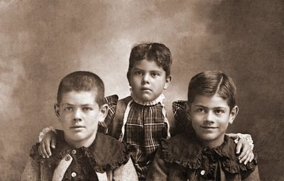 Studio portrait of Morden siblings, Brighton, ca. 1890