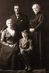 “Mother taken Sept 7, 1909. Died Dec. 21, 1909”. Portrait of an elderly woman, a middle-aged man, and a woman and boy.
