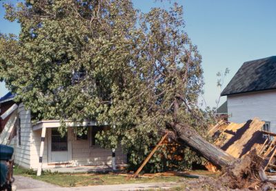 Tornado damage in Brighton, Ontario, Canada in 1973