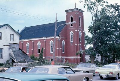 Tornado damage to Methodist Church, Brighton, Ontario