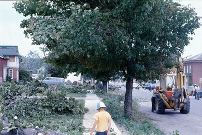 Tornado damage to Main Street looking east, Brighton, Ontario