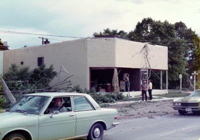 Tornado damage at the Brewers Retail store in downtown Brighton, Ontario, Canada.