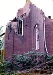 The remains of the town hall after the tornado strike in Brighton, Ontario, Canada.