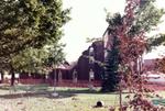 Extensive tornado damage sustained by the old town hall in Brighton, Ontario, Canada in 1973.