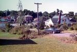 Tornado damage, looking southwest from Sanford Street across Platt Steet toward Main Street, Brighton, Ontario.