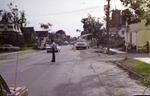 Tornado traffic control at the intersection of Main Street and Kingsley Avenue, Brighton, Ontario