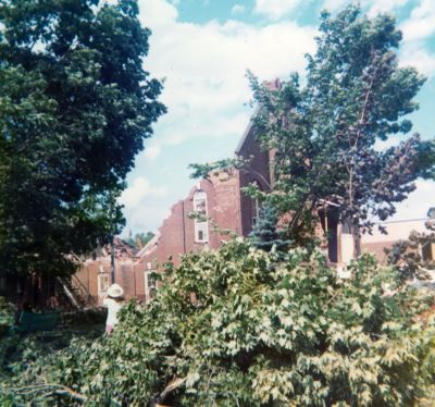 Tornado damage to Brighton Town Hall, 60 Main Street, Brighton, Ontario