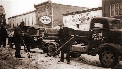 Snow clearing circa 1930s, Brighton, Ontario, Canada