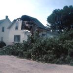 Damage to a house in Brighton, Ontario from a tornado in July 1973