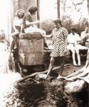 A group of six girls at the "Ruins of the Hog Wrestle"