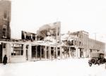 The great downtown fire in winter, Brighton, Ontario