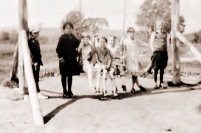 Bo Smith and his friends having fun on the big swing at Brighton Public School sometime in the 1930's.