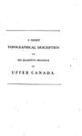 A Short Topographical Description of His Majesty's Province of Upper Canada, 1799