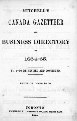 Mitchell's Canada gazetteer and business directory for 1864-65