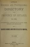 Lovell's Business and Professional Directory of the Province of Ontario, for 1882