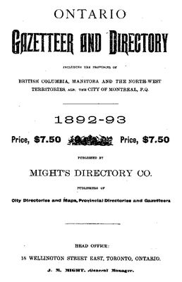 Ontario Gazetteer and Directory, 1892