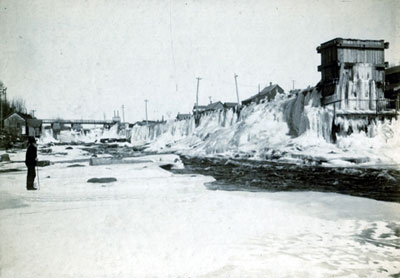 Mr. Folliott Admiring Flume At Knight Brother's Mill, Burk's Falls, circa 1898