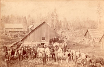 Group Picture at the Logging Village, Burk's Falls area, circa 1930