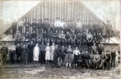 Group of Loggers on a Building, circa 1930