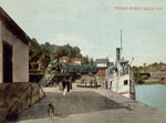Postcard of Train Coming into Burk's Falls with The Wanita at the Dock, circa 1920