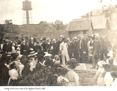 Laying of the Corner Stone of the Anglican Church, Burk's Falls, 1909.