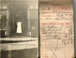 Gerald Reed Cullber and his Store with a Receipt from his Store on the Right, circa 1920