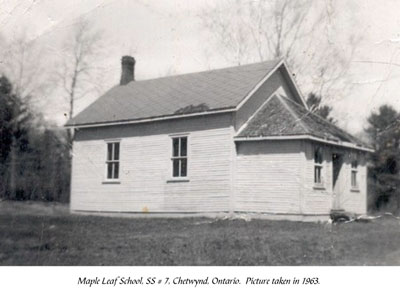 Maple Leaf School S. S. #7, Chetwynd Ontario, 1963