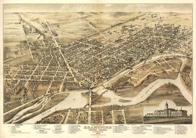 Bird's-eye View of Brantford - Map