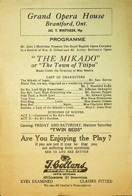 Grand Opera House - The Mikado or The Town of Titipu Programme