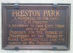 Preston Park Plaque
